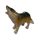 Howling Wolf Ornament Figurine Hand Carved And Painted Vintage 4 x3  Christmas