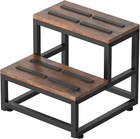 2 Step Stool For Adults Kids  Heavy Duty Sturdy Steel Frame With Wooden Steps   