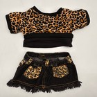 Build A Bear Cheetah Leopard Top Black Denim Jean Flower Skirt Teddy Outfit Read