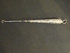 Antique Silverplate Button Boot Lace Hook  beautiful Ornate Floral Handle 8 1 4 