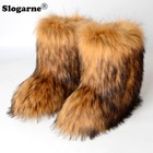 Women Winter Fluffy Fur Boots Woman Furry Snow Boots Plush Warm Faux Fox Fur