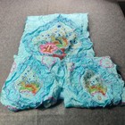Vintage Handmade Embroidered Twin Coverlet With Two Pillow Cases Blue Peacock