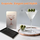 9 Pcs Metal Martini Cocktail Picks  4 1-4 38 Inch  Stainless Steel  Silver