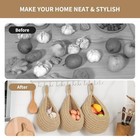 Boho Wall Hanging Fruit Baskets For Kitchen 3 Pack Woven Produce Holder Linen
