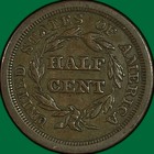 1851 Braided Hair Half Cent Almost Uncirculated Au Coin  49257