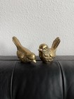 Vintage Pair Brass Birds Set Of 2 Songbirds Lovebirds Figurines Mcm Paperweight