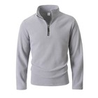 Men s Fleece Hoodie Stand Collar Half Zipper Solid Color Long Sleeved Top Jacket