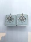 Antique 2 Ct Round Cut  Moissanite Dangle   Drop Earrings 14k White Gold Plated