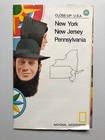 Vintage National Geographic Society New York New Jersey Pennsylvania Map