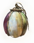 Antique Vtg Slag Glass Tulip 3 Color 6 Panel Art Nouveau Hanging Lamp
