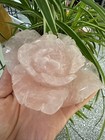 1pc Natural Pink Rose Quartz Carved Flower Skull Crystal Reiki Gift Deocr