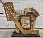 Nice Vintage Hockey Goalie Equipment Collection With Display Stand