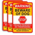 Beware Of Dog Sign 3 Pack 8x12 Inch Reflective Metal Aluminum Private Property N
