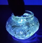 Dresser Powder Jar Glass Antique No Lid Swirl Vanity Boudoir 1940s Puff Box