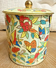 Vintage Floral Butterfly Daher Metal Tea Tin Mcm Made In England Retro 6 5 