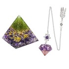  Peridot Tree Of Life Orgone Pyramid   Crystal Pendulum Set  Orgonite Energy 