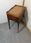 Vintage Federal Hepplewhite Mahogany End Table Gallery Leather Top 1-drawer H59