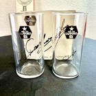 Set Of 2 Sapporo Draft Beer Glasses Mni 150cc Black Old Logo Japan 1980s Vtg Opp