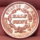 1855 Braided Hair Half Cent Us Type Coin- Blazing Luster Superb Sharp Strike