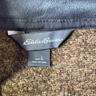 Eddie Bauer Fleece Pullover Mens Large Heathered Brown Snap Mock Neck Pocket