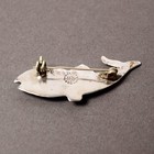 Mexican Sterling Silver Fish Brooch Pin Blue Green Inlay Signed Mexico 2 Inch