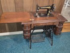 Antique Singer Sewing Machine Anf Oak Table With 6 Draws Wrought Iron C 1910