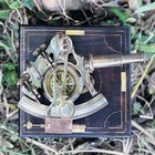 Antique Brass Sextant With Compass And Wooden Box     J  Scott London Nautical Ins