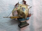 Vintage Wood Ship Model  Christopher Columbus Ship Pinta  4 3 4 Inches