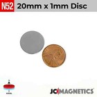 20mm X 1mm 13 16 x1 32  N52 Super Strong Disc Rare Earth Neodymium Magnet 20x1mm