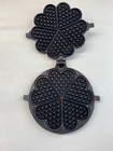 Antique German Cast Iron Waffle Iron     Rare Hefe Recipe     1920s     Flower Hearts