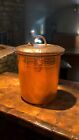 Vintage Copper Canister  Crock W Lid   Brass Handle 6   Container  89