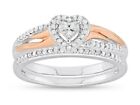 Forever Bride Ss 14kt Gold Plated 1 5 Ct Genuine Diamond Bridal Heart Ring Set