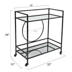 Black Bar Cart With Wheels  Vintage Serving Cart Wine Cart With 2 Mirror Shel   