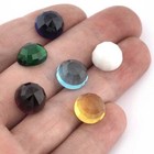 2 Pcs Faceted Glass High Dome Round Cabochon 12mm Flat Back  Cab64