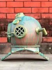 Copper 18  Antique Scuba Wood Base Us Navy Mark V Divers Diving Helmet Deep Sea