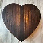 Antique Vintage Folk Art Inlaid Wood Trinket Jewelry Box Heart Shape 7 5  X 7 5 