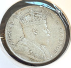 Silver Straits Settlements 1908  1 One Dollar Edward Vii World Crown Size Coin