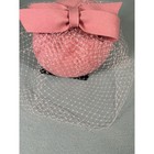 Pink Wool Fascinator Hat Veil Bow Vintage Style One Size Clip Headpiece