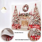 Christmas Fireplace Backdrop White Red Christmas Tree Photography Background    