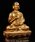Old Tibet Nepal Copper Gold Gilt Painting Je Tsongkhapa Guru Lama Buddha Statue