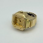 Ladies Gold Tone Classic Quartz Ring Watch  Formal   Luxury Style  19mm  Runs