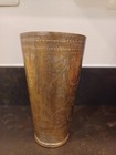 Antique Indian Etched Brass Metal Lassi Cups Or Vases