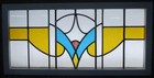 Old English Leaded Stained Glass Window Transom Abstract 35 1 2  X 17 1 4 