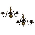 Antique Traditional Dolphin Design Two Candle Brass Wall Sconce-set Of Two 