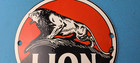 Vintage Lion Gasoline Sign - Motor Gas Service Station Pump Plate Porcelain Sign