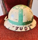 Vintage Painted Hard Hat Nfc    judi    Green Cross Design-fiberglass-industrial