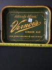Rare Vtg Vernors Ginger Ale Metal Tray Green  4 Years In Wood  Detroit Mi 