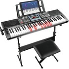 Keyboard Piano 61 Keys For Beginners With Stand Bench  Lighted Keys  Teaching 