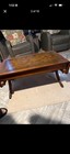 Vintage Weiman Mahogany Leather Top Coffee Table Drop Leaf Mid Century Antique