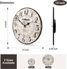 14in French Country Wooden Wall Clock Silent Large Farmhouse Home Decor